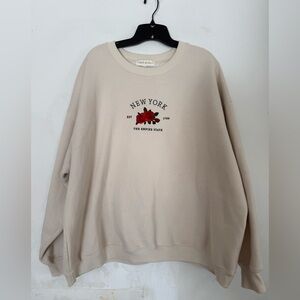 State Of Mine Womens Oversized New York Rose Soft Comfy Crewneck Sweatshirt, XXL